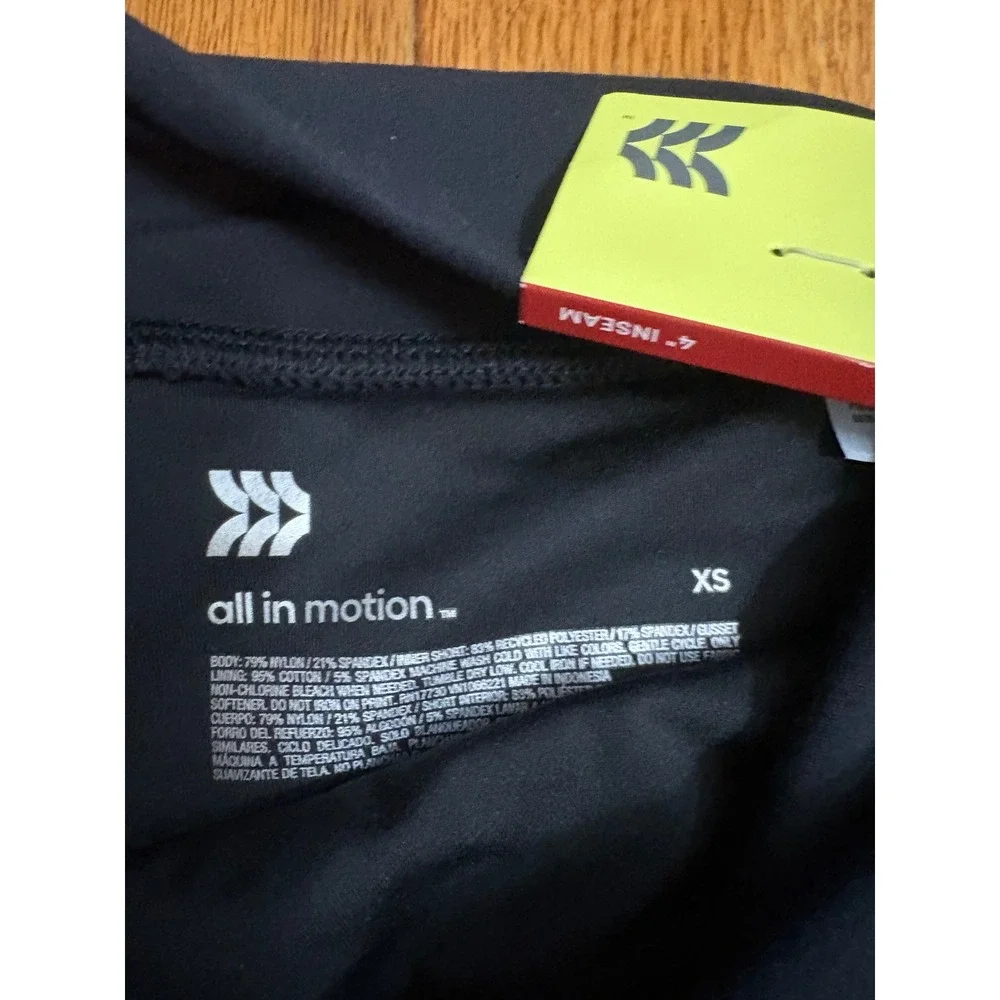 All in Motion Womens Black Mid Rise Knit Skort XS New 4 Inch Inseam Pocket